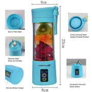 Portable Blender, Smoothie Juicer Cup - Six Blades in 3D, 13oz Fruit Mixing Machine