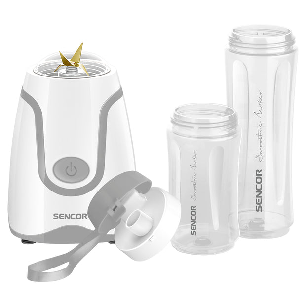  Smoothie Blender with 2 Bottles (0.3-Liter and 0.6-Liter), White