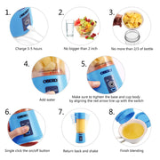 Portable Blender, Smoothie Juicer Cup - Six Blades in 3D, 13oz Fruit Mixing Machine