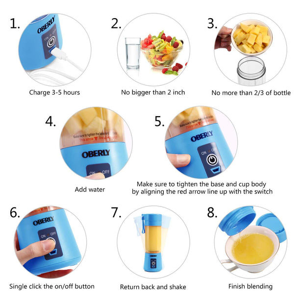 Portable Blender, Smoothie Juicer Cup - Six Blades in 3D, 13oz Fruit Mixing Machine