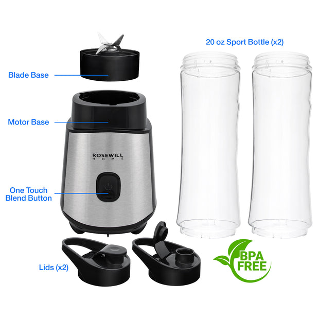  Personal Blender, 300W Single Serve Mixer, Two 20oz Bottles